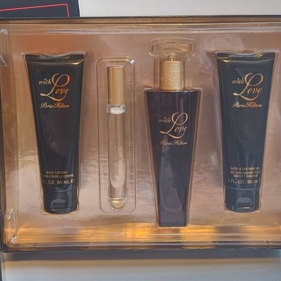 With Love Paris Hilton Gift Set Fragrance Body Lotion Roller Ball BNWT F… - Picture 2 of 4